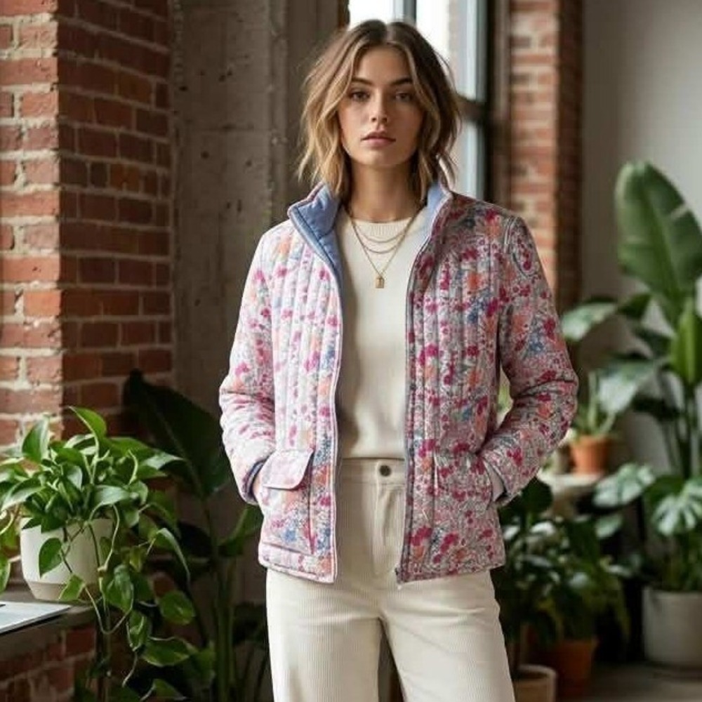 Bagatelle Collection Floral Quilted Cotton Jacket Small Cottagecore